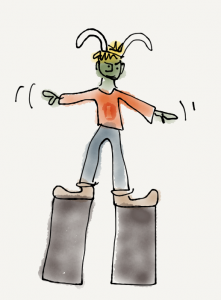 Little Green Boy in platform shoes