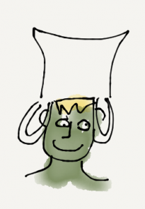 Little Green Boy with bag in his head